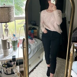 American Eagle chunky cable knit sweater baby pink